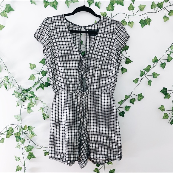 Reformation Pants - LAST CHANCE Reformation Gingham Tie Front Romper